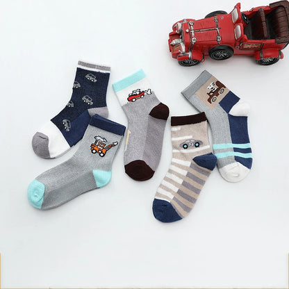 2024 New Spring Summer Children Socks Mesh breathable Car Style Cotton Boys Socks 3 -15 Year Kids Socks 5 Pairs/Lot