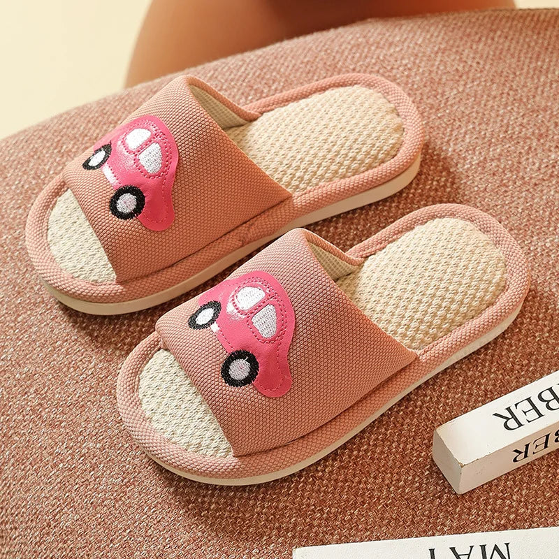 Slippers for Boy Girl Summer Spring Flat Shoes Children Home Indoor Cartoon Car Cute Fashion Kids Sandals Slides Flip Flops