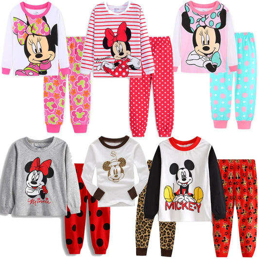 2022 Kids Pajamas Set Children Sleepwear Cartoon Mickey Minnie Mouse Pyjamas Pijamas Baby Boys Girl Cotton Nightwear Clothes Set