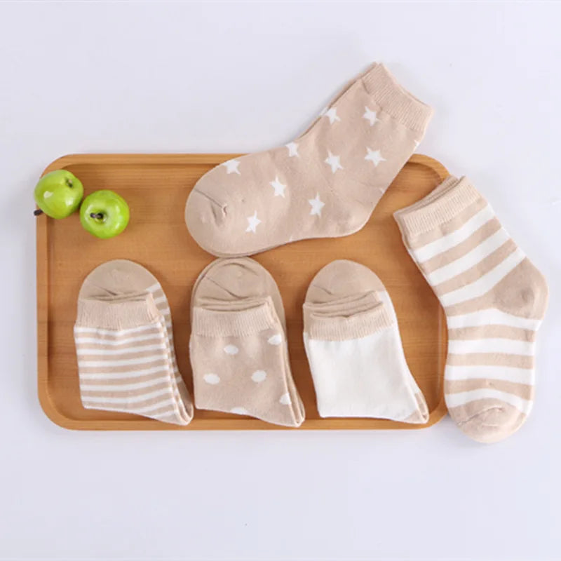 5 Pairs/Lot Kids Soft Cotton Socks Boy Girl Baby Infant Fashion Stripe Warm For Autumn Winter 0-8 Years Children Cartoon Sock