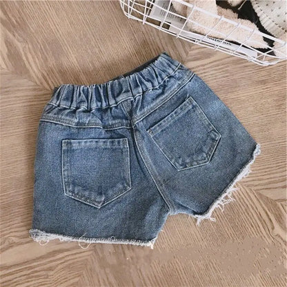 Fashion Baby Girl Casual Jean Shorts Ripped Holes Toddler Teen Child Cotton Scanties Trousers Button Summer Baby Clothes 1-14Y