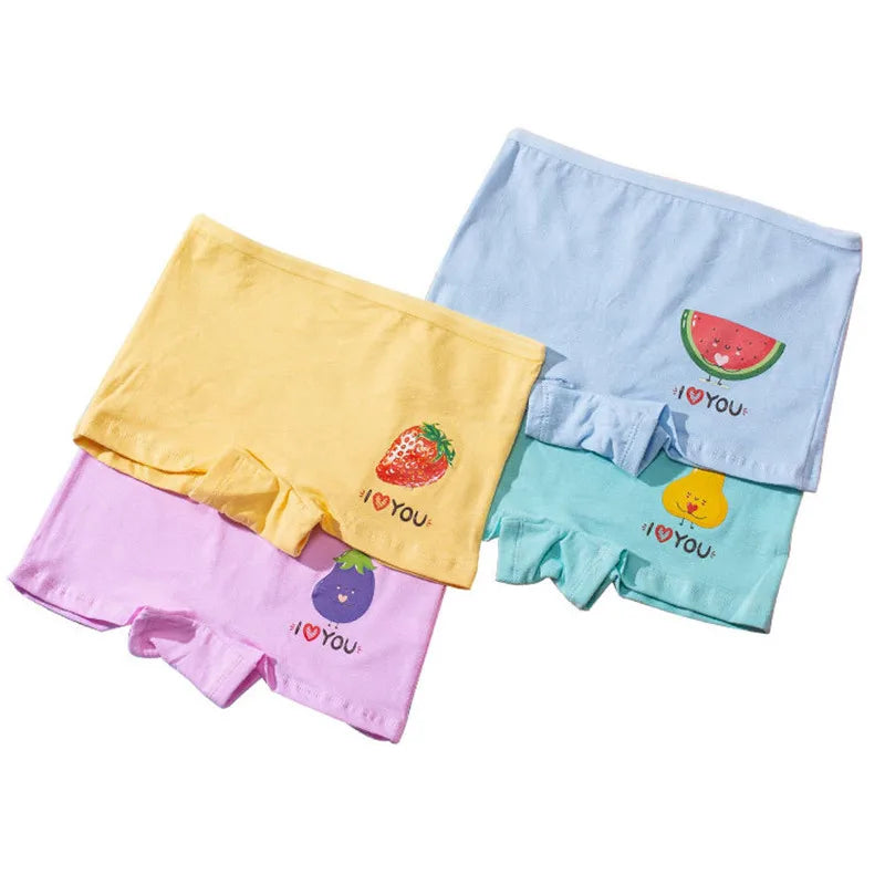 4pcs Girls Cartoon Briefs Female Child Modal Underwear Florals Girls Printing Panties Kids Brief Panties Underpants Size 2T-10T