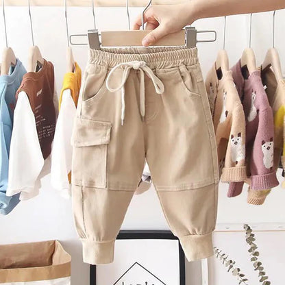 New Cotton Cargo Pants For 2-6 Years Old Solid Boys Casual Sport Pants Enfant Garcon Kids Children Trousers