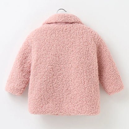 Plush Girls Coat Autumn Winter Lambswool Kids Jacket Fashion Little Princess Christmas Outerwear 2 4 6 8 Years Children Clothing