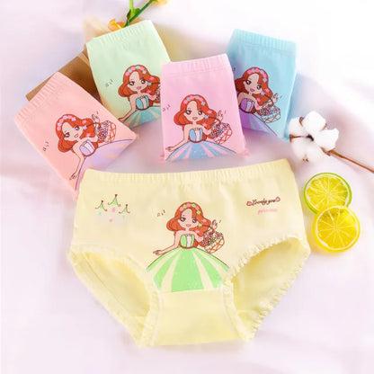 Girls Briefs Fine Cotton Underwear Cute Designs Printing Panties Kids Breathable Soft Healthy Underpants Girls Boxer 4pcs/Lot