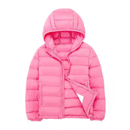 2-14 Years Autumn Winter Light Weight Children's Hooded Down Jackets Kids Clothing Boys Girls Portable Windproof Duck Down Coats