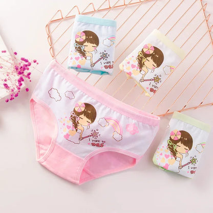 Girls Briefs Fine Cotton Underwear Cute Designs Printing Panties Kids Breathable Soft Healthy Underpants Girls Boxer 4pcs/Lot