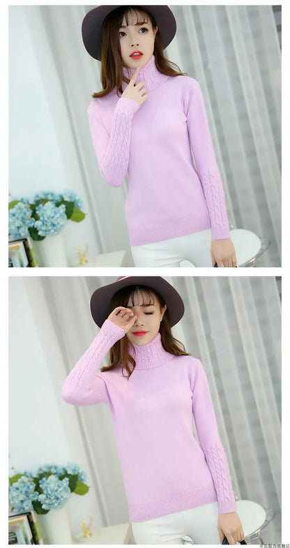 Women Sweater Turtleneck Pullovers Autumn Winter Sweaters New 2023 Long Sleeves Thick Warm Female Sweater Khaki