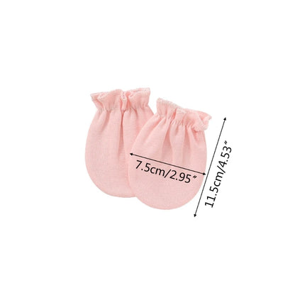 1 Pair Baby Anti-scratch Soft Cotton Gloves Newborn Solid Color Handguard Mittens Infants Supplies H055