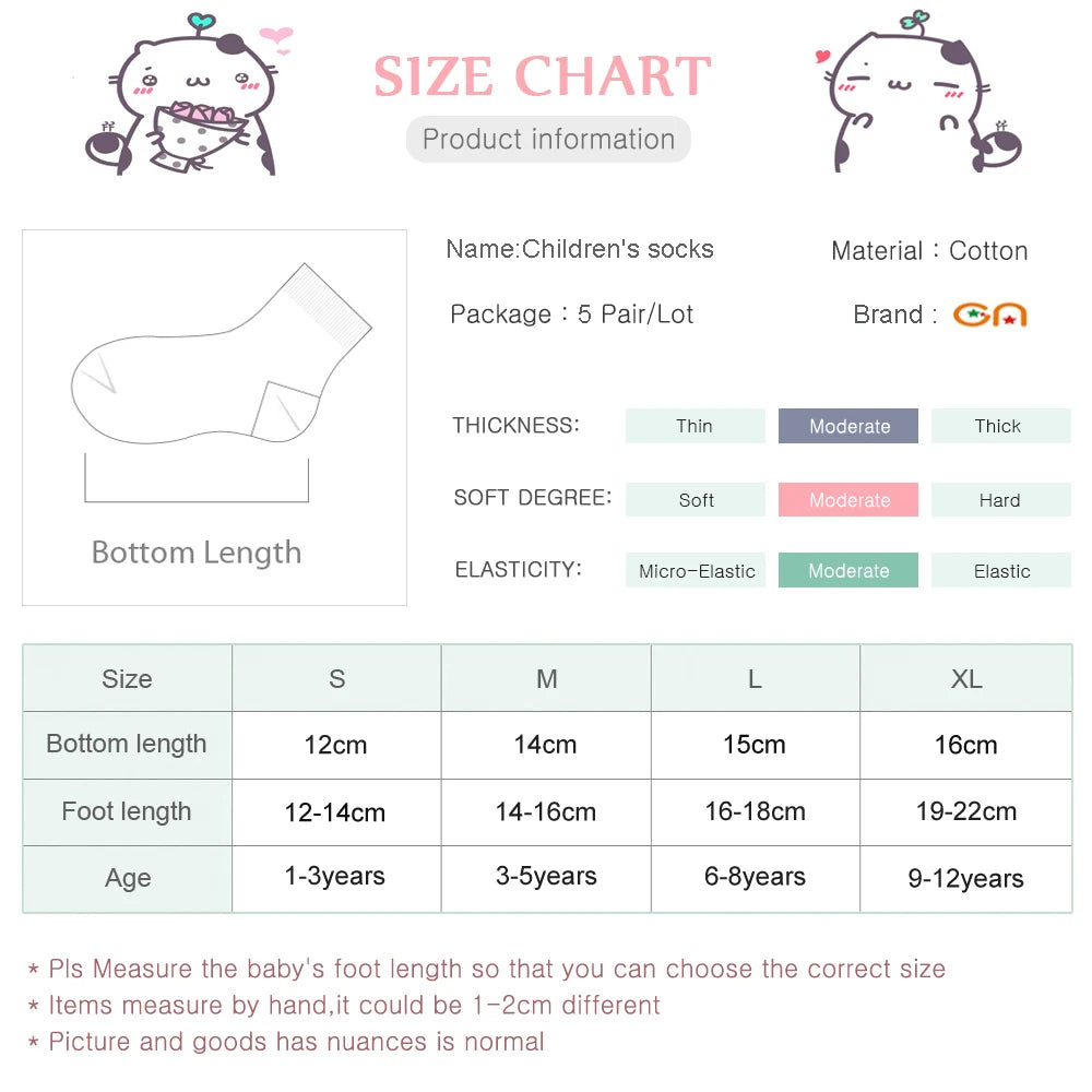 5 Pairs/Lot Children Cotton Socks Boy Girl Baby Cute Cartoon Breathable Mesh Socks For 1-12Y Teens Summer New Kids