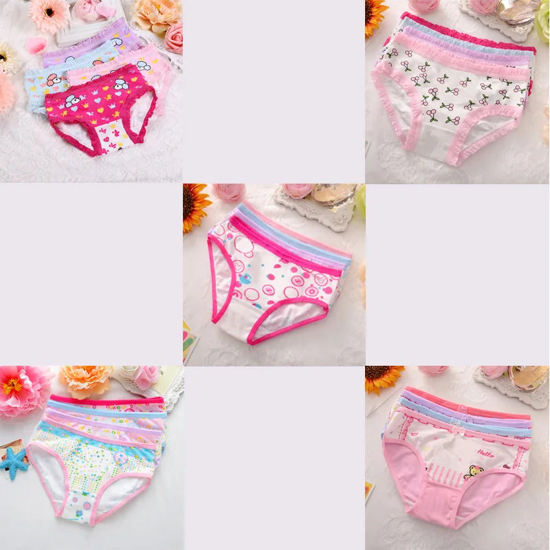 4 Pieces/Lot 2-10Y Children Underwear Cotton Girls Panties Cute Cat Pattern Kids Boxer Briefs Child Soft girl Pants