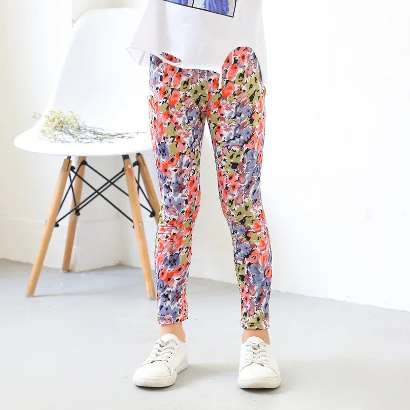 Girls' leggings Spring And Autumn Thin Children's Stretch Printed Pants Korean Children's Pants Summer Clothes