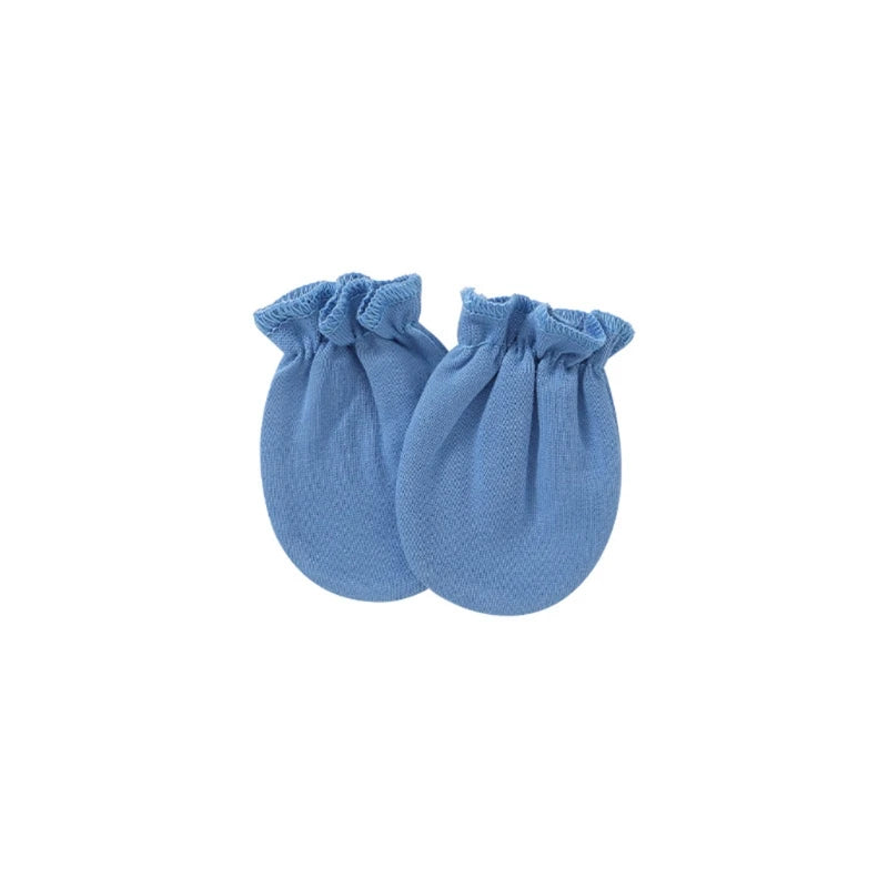 1 Pair Baby Anti-scratch Soft Cotton Gloves Newborn Solid Color Handguard Mittens Infants Supplies H055