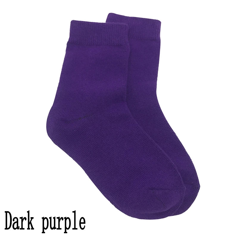 20 Pieces=10 Pairs Children Socks Spring&Autumn Cotton High Quality Candy Colors Girls Socks With Boys Socks 1-9 Year Kids Socks