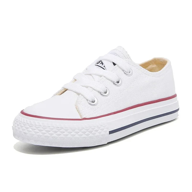 Children Canvas Shoes Fashions Lace-up Low-top Boy Sneakers Girl Running Sports Shoes Breathable Wear-resistant Kids Casual Shoe