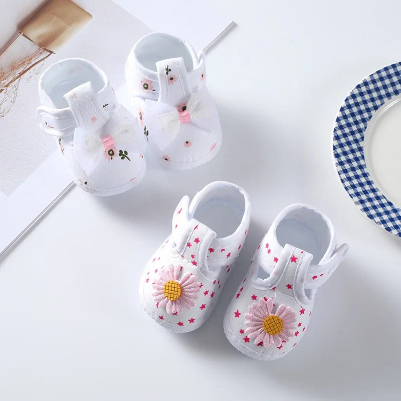 Baby Girl Shoes Cute Floral Bow First Walkers Soft Sole Crib Newborn Toddler Shoe Infant Baby Girls Shoes