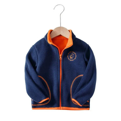 Brand Windproof Hooded Zip Full Fleece Child Coat Thicken Double Fleece Boys Jackets Kids Outfits Children Outerwear 2-14 Years