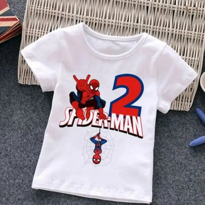 Summer Marvel Spiderman Cotton Children T-shirt 1-9 Years Old Birthday Gift Boy Clothing Fashion Casual T Shirt Baby Kid Tee Top