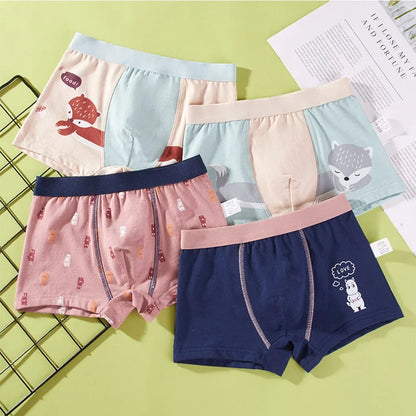 Children's Underwear For Kids Cartoon Shorts Cotton Underpants Boys Panties Car Penguin Pattern 4Pcs Lot