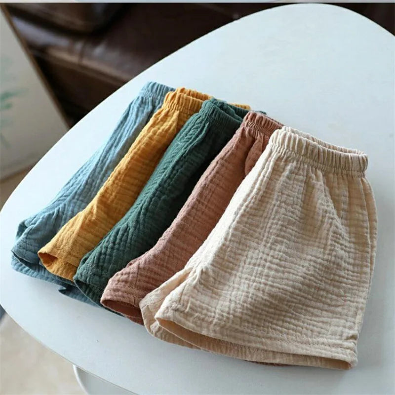 Baby Cotton Linen Shorts Summer New Children's Five-point Pants Boys Girls Thin Breathable Short Pants Girls Boy Clothing