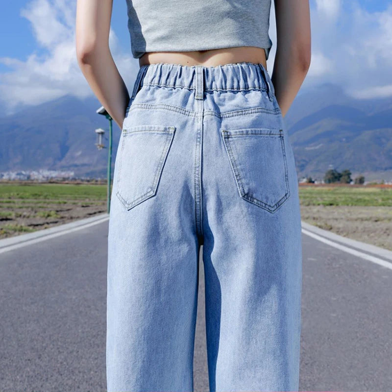 Jeans Women's Straight Loose Summer Thin New High Waist Wide Leg Denim Pants Brand Fashion Long Female Daily Trousers