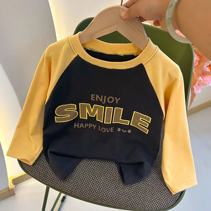 Children Warm T-shirt Spring Children's T-shirt Boys Girls Long Sleeve Base Coat Leisure Wear Boys Girls Tops Kids Clothes