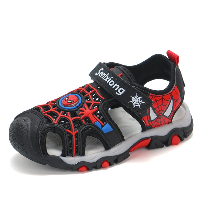 Children's Sandals Summer New Black Red Cartoon Lightweight Boys Girls Beach Shoes Blue Color Blocking Soft Kids Shoes Sandals