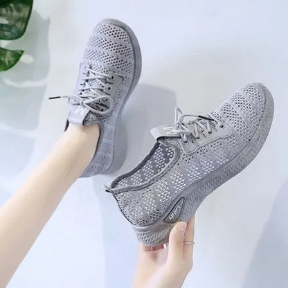 Women Shoes 2022 Mesh Breathable Flat Shoes Women Platform Wedge Sneakers Women Hollow Out Casual Shoes Zapatillas De Mujer