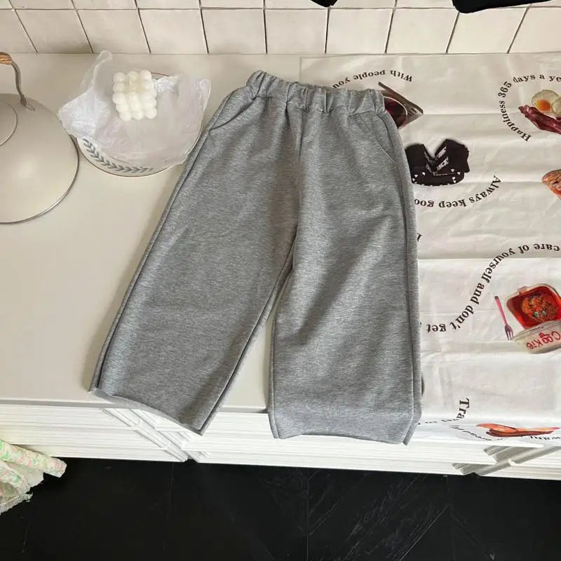 2024 Spring& Summer Simple Pants Solid Sweatpants  Baby Boys Casual Loose Jogger Pants Children Girls Cotton Track Trousers