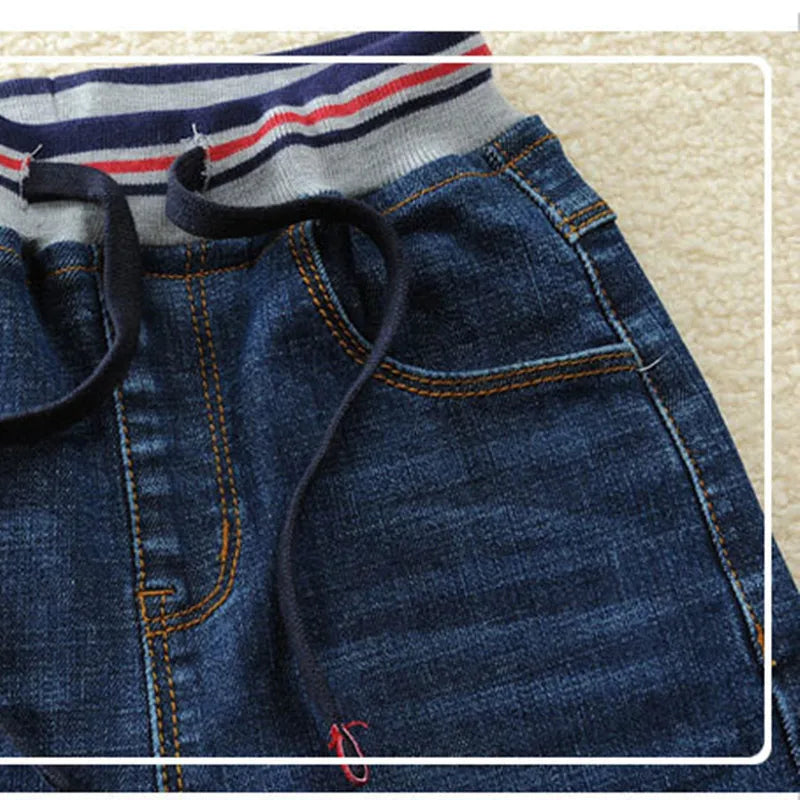 Boys Jeans 2022 Spring/Autumn Brand Design Toddler Clothes Kids Elastic Waist Denim Pants For Children's Age 3-14 T Trousers