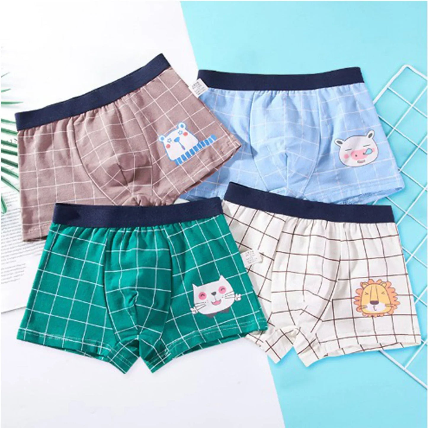 4Pcs Boy Cartoon Boxers Kids Short Quality Cotton Panties Children Underpants Size M-4XL Dinosaur Anime Design Cute Boxers