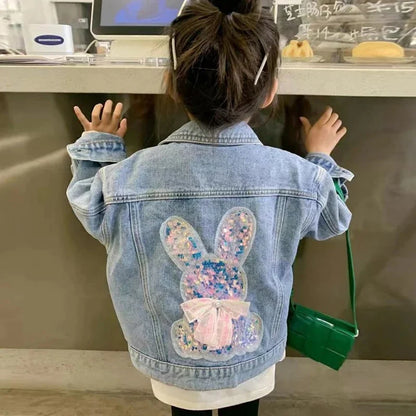 Girls Denim Jackets New Kids Fashion Cartoon Outerwear Children Long Sleeve Casual Clothing 2-10 Years Teenager Trends Coats