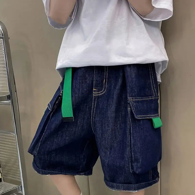 3-12Year Children Shorts Teenager Boys Jean Short Summer Kids Knee Length Straight Shorts Boys Capris Track Pant Casual