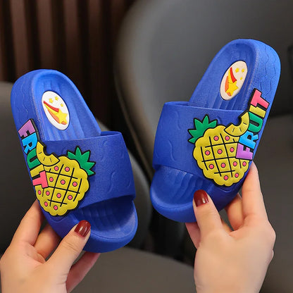 Girls Slippers Summer Cartoon Fruit Kids Shoes Non-slip Platform Slides Baby Boys Bathroom Flip Flops Comfortable Home Slippers