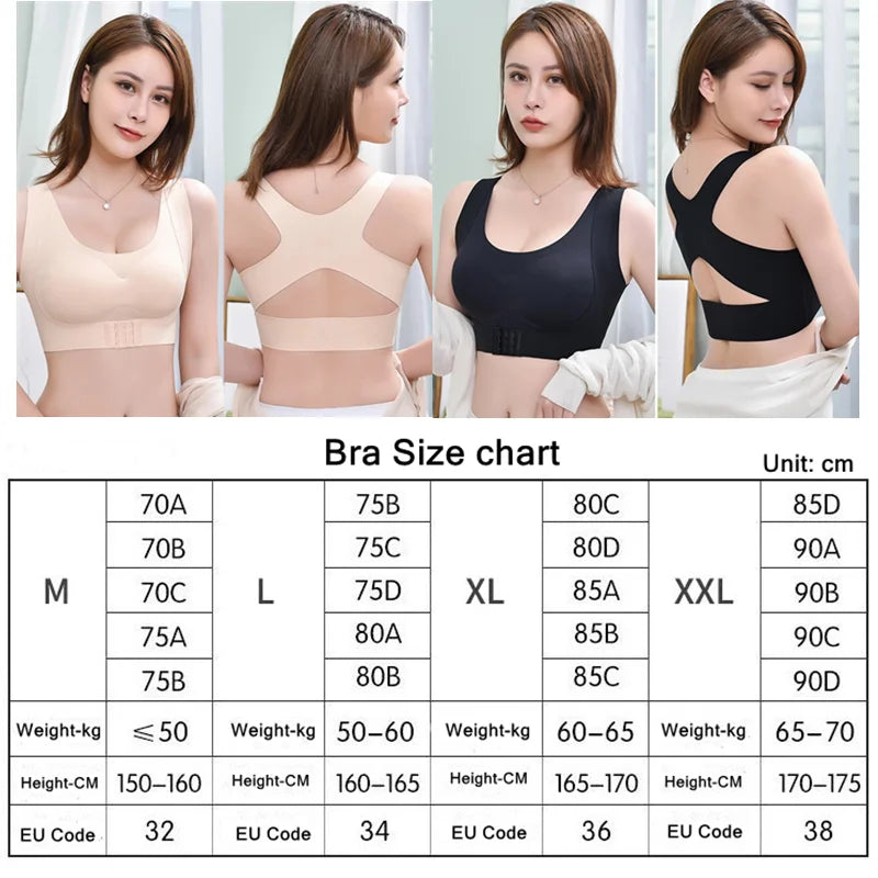 Fan·Sweet Bra For Women Posture Corrector Seamless Push Up Shockproof Sports Support Fitness Vest Underwear Corset Back Bralette