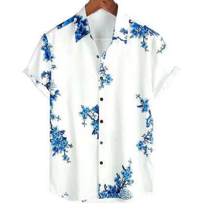 2024 Summer Men's Floral Chinese Style Shirt Short Sleeve Hawaiian Shirts For Men Plus Size Quick Dry Tops Tee Shirt Man Camisa