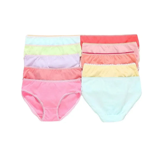 6Pcs/Lot Random Color Girls Solid Briefs Panties Kids Underwear  Cotton 1-12years