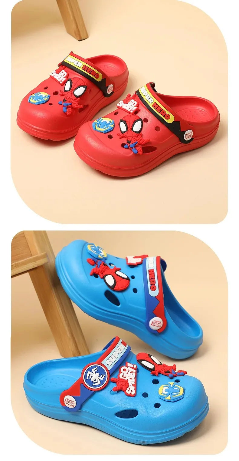 Disney Kids Slippers for Boys Summer Beach Indoor Slippers Cartoon Spiderman Home Soft Non-Slip Children Slippers Garden Shoes