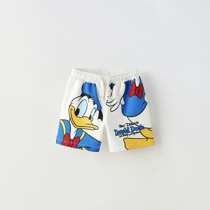 Casual Mickey Print Shorts New Design Trendy Versatile Sports Cropped Shorts Boys Children Cartoon Cute Shorts Summer Wear