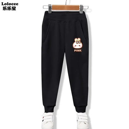 3-14 Years Girls Spring Sport Pants Cotton Comfortable Jogger Pants Children Birthday Present Rabbit Ear Print Trousers