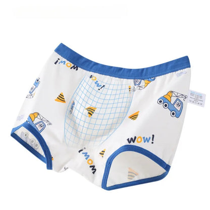 4PCS Boys Cotton Soft Antibacterial Panties Kids Thin Breathable Comfort Underwears 3+y Young Child Clothing Cute Print Knickers