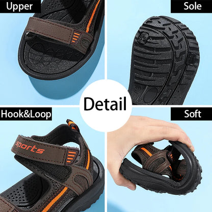 Summer Beach Water Children Sandals Fashion Shoes Lightweight Non-slip Soft Bottom Shading Leather Boys Comfortable