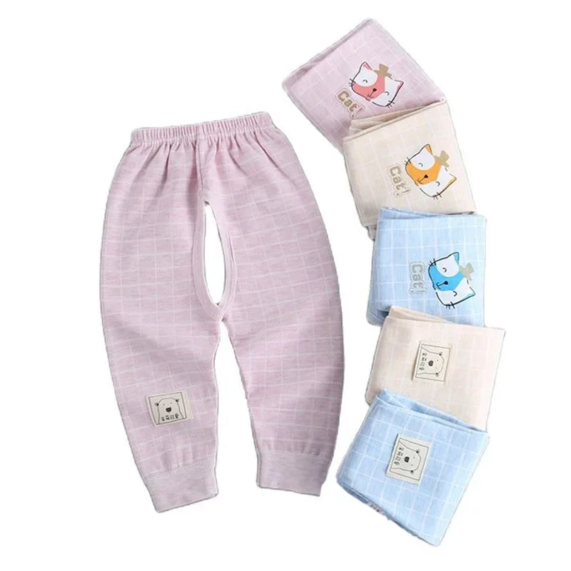 Newborn Baby Pants with Open Crotch Cotton Spring Autumn Trouser Boys Children Leggings Cute Girls Pajamas Toddler Clothes 0-24M