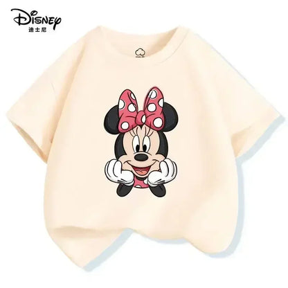 Minnie Mouse Children Cotton T-shirt Boys Girls T Shirt Summer 3-14 Years Toddler Clothing Kids Kawaii Cartoon Tops Tees Summer