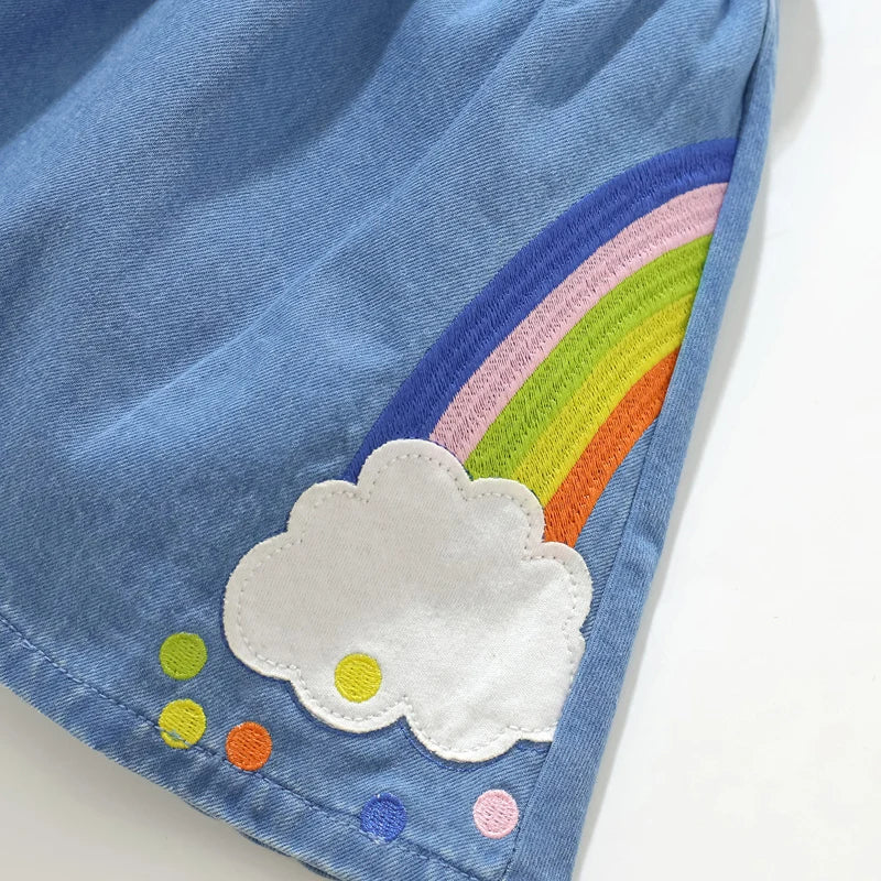 Little maven Girls Skirt Summer Unicorn Rainbow Denim Skirt Lovely Clothes Cotton for Toddler Infant Skirt Dress Kids Clothes