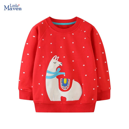 Little maven Baby Girls Sweatshirts Cotton Cartoon Alpaca Hoodies Kids Tops Autumn Casual Clothes Jacket Coat for Child