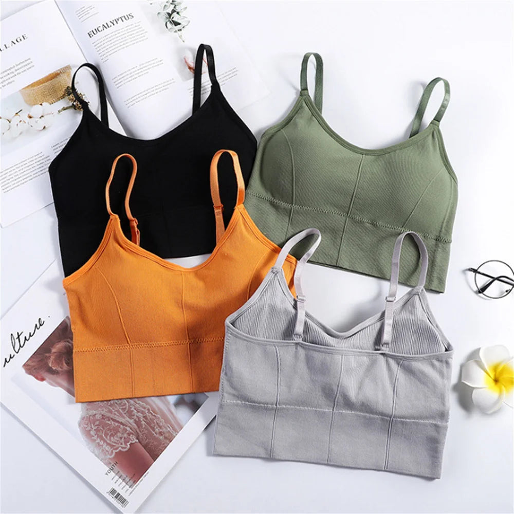 Sexy Wireless Bralette Seamless Women Bra Padded Sleep Tops V-Shaped Back Sports Tube Top Breathable Crop Lingerie Underwear