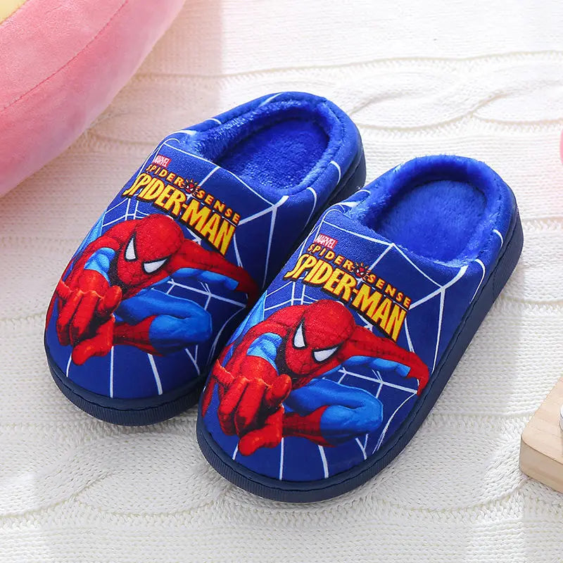 Disney Children Cartoon Spider Print Cotton Slipper Soft Autumn Winter Warm Baby Boys Girl Indoor Home Bedroom Cotton Shoes