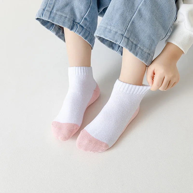 5 Pairs/Lot 2023 New Summer Children Socks Cotton Kids Fashion Black White Gray For 1-12 Years Teen Student Baby Girl Boy Socks