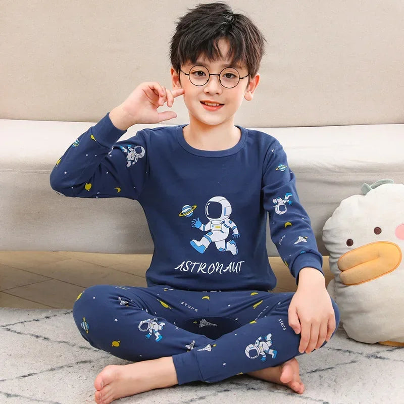 Baby Boys Pajamas Autumn Long Sleeved Children's Clothing Sleepwear Teen Pajama Cotton Pyjamas Sets for Kids 6 8 10 12 14 Years